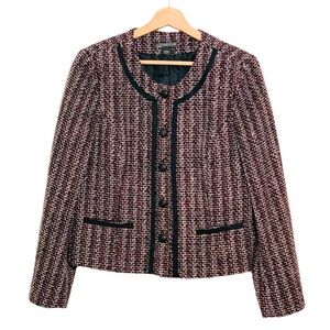 Covington Petite Collarless Tweed Jacket Blazer Size Large Petite Career Preppy